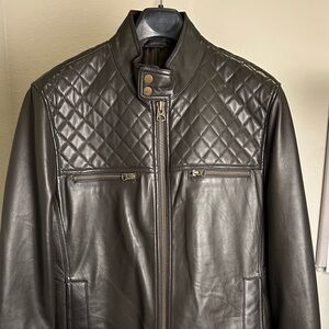 All Saints Black Quilted Leather Bomber Jacket